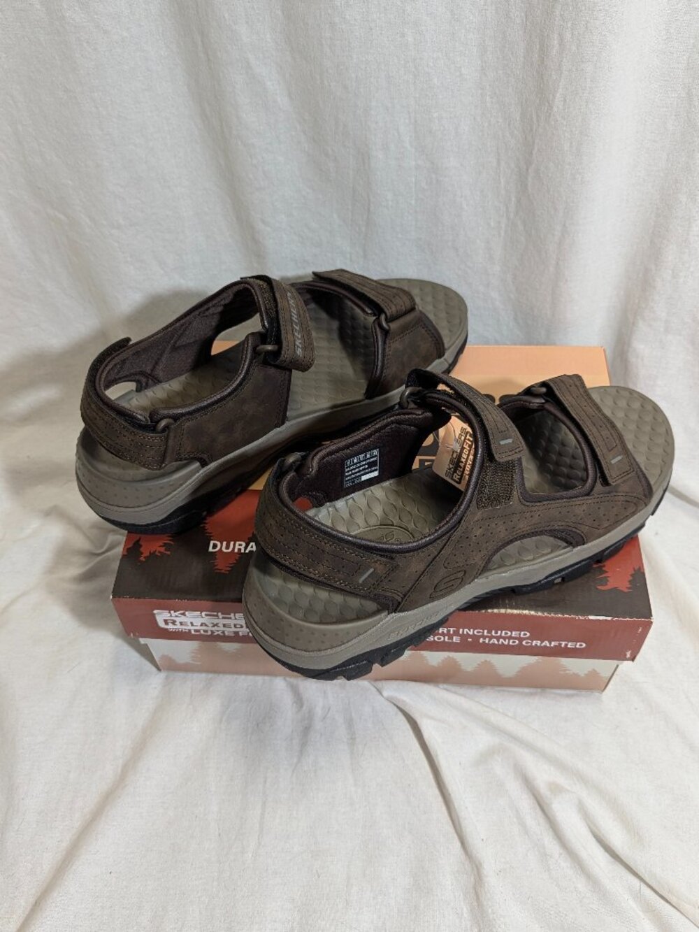 NIB Skechers Size 11 Tresmen Garo Chocolate Colored Sandals With Velcro - Picture 8 of 13